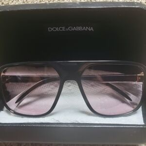 Dolce & Gabbana Black Frame Sunglasses with Pink Lenses